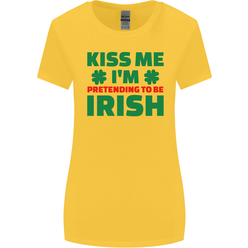 Kiss Me I'm Pretending to Be Irish Womens Wider Cut T-Shirt Yellow