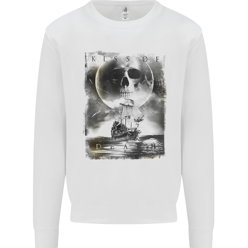 Kiss of Death Pirates Sailing Sailor Kids Sweatshirt Jumper White