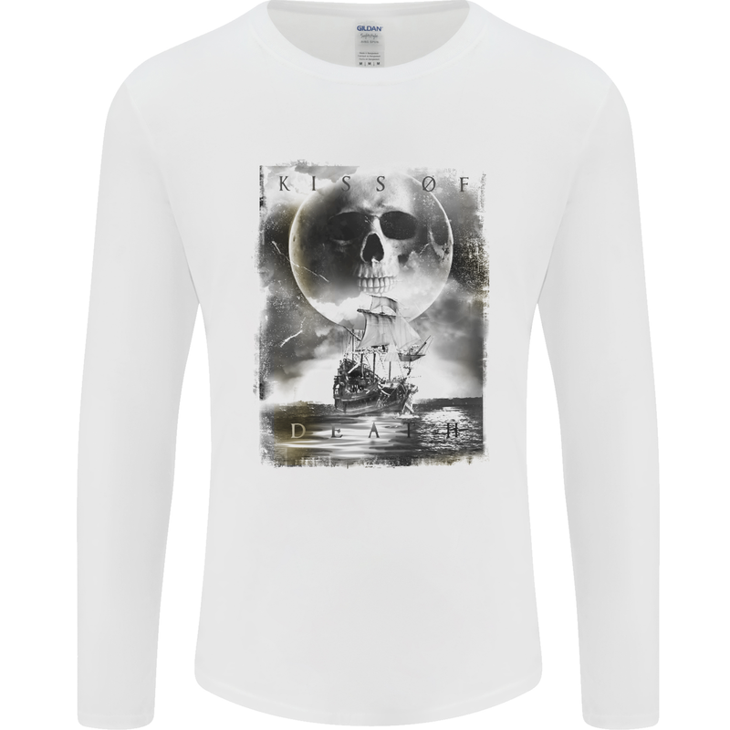 Kiss of Death Pirates Sailing Sailor Mens Long Sleeve T-Shirt White
