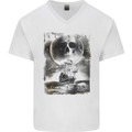 Kiss of Death Pirates Sailing Sailor Mens V-Neck Cotton T-Shirt White