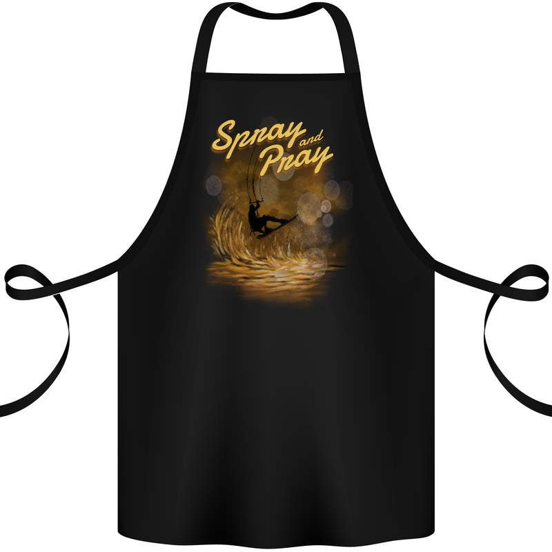 Kitesurfing Spray and Pray Cotton Apron 100% Organic Black