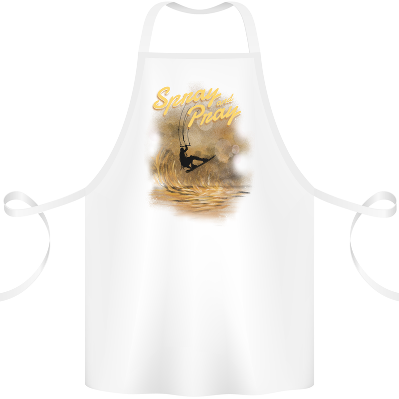 Kitesurfing Spray and Pray Cotton Apron 100% Organic White
