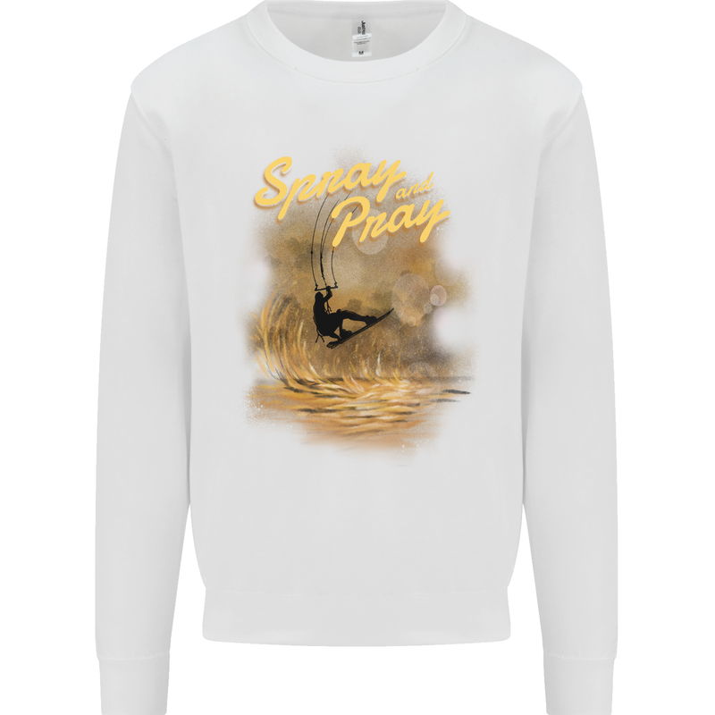 Kitesurfing Spray and Pray Kids Sweatshirt Jumper White