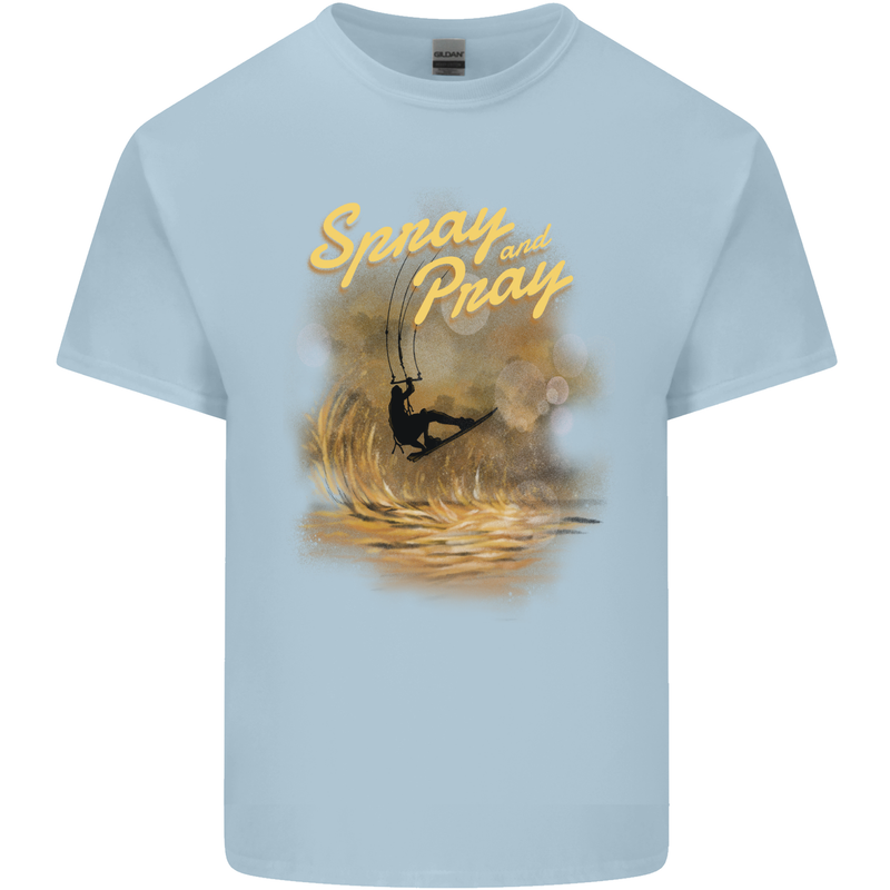 Kitesurfing Spray and Pray Kids T-Shirt Childrens Light Blue