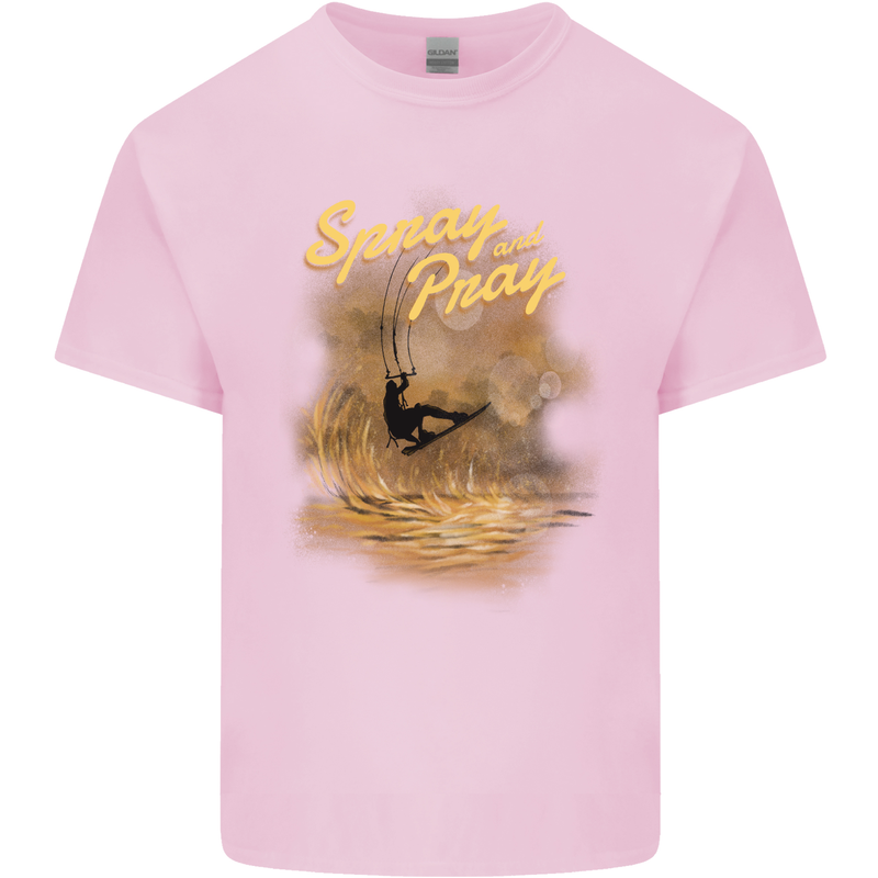 Kitesurfing Spray and Pray Kids T-Shirt Childrens Light Pink