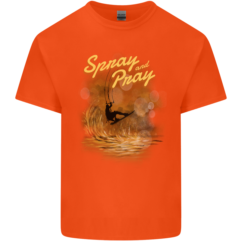 Kitesurfing Spray and Pray Kids T-Shirt Childrens Orange