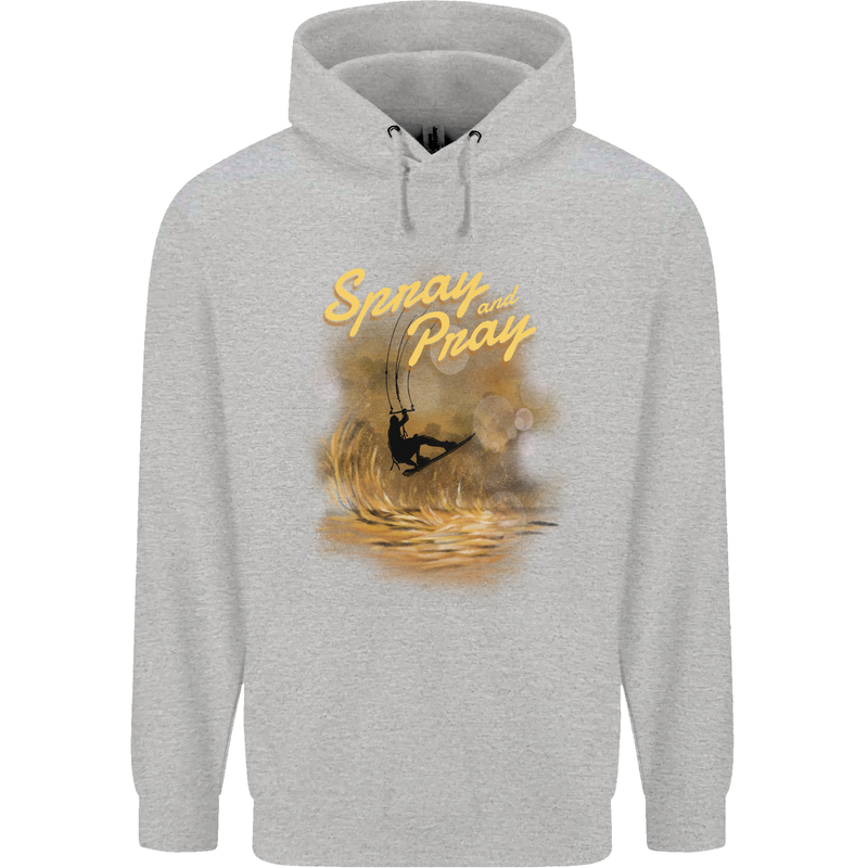 Kitesurfing Spray and Pray Mens 80% Cotton Hoodie Sports Grey