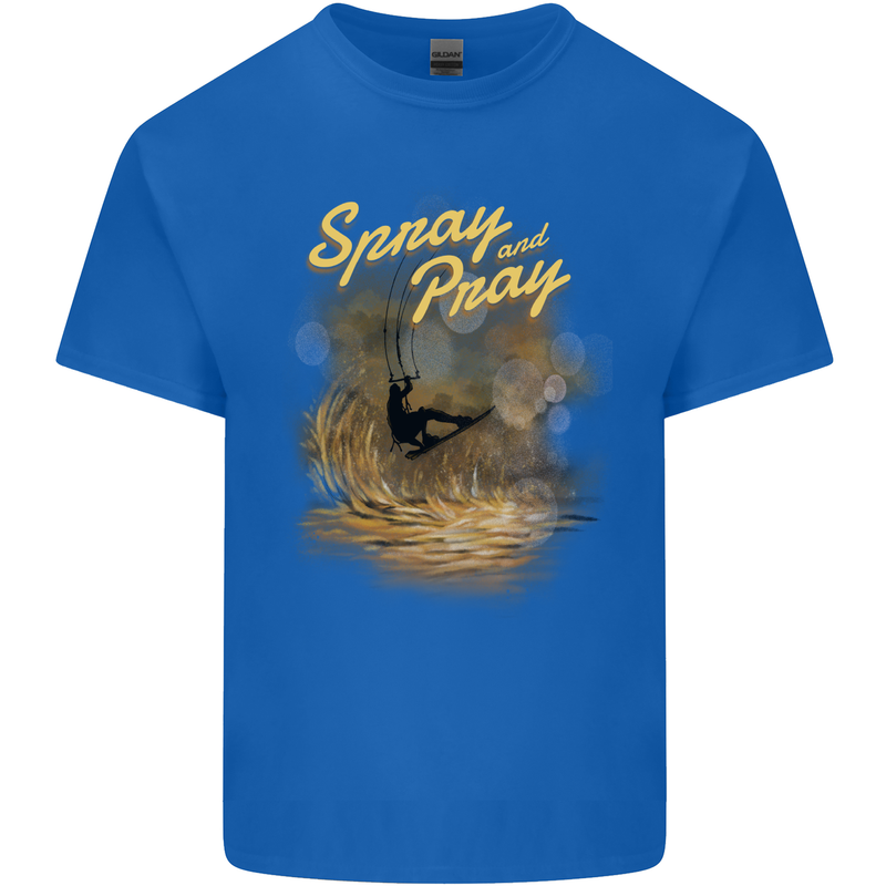 Kitesurfing Spray and Pray Mens Cotton T-Shirt Tee Top Royal Blue