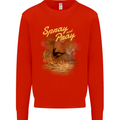 Kitesurfing Spray and Pray Mens Sweatshirt Jumper Bright Red