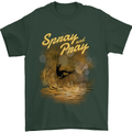 Kitesurfing Spray and Pray Mens T-Shirt 100% Cotton Forest Green