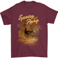 Kitesurfing Spray and Pray Mens T-Shirt 100% Cotton Maroon