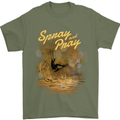 Kitesurfing Spray and Pray Mens T-Shirt 100% Cotton Military Green