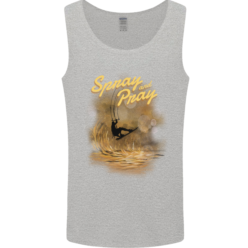 Kitesurfing Spray and Pray Mens Vest Tank Top Sports Grey