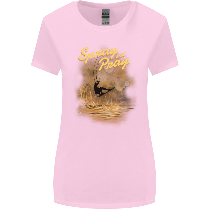 Kitesurfing Spray and Pray Womens Wider Cut T-Shirt Light Pink