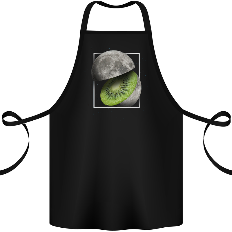 Kiwi Moon Space Planets Universe Cotton Apron 100% Organic Black