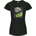 Kiwi Moon Space Planets Universe Womens Petite Cut T-Shirt Black