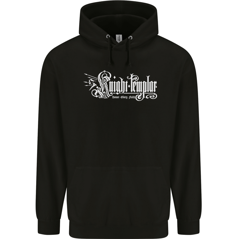 Knights Tempar St Georges Day Crusaders Mens 80% Cotton Hoodie Black