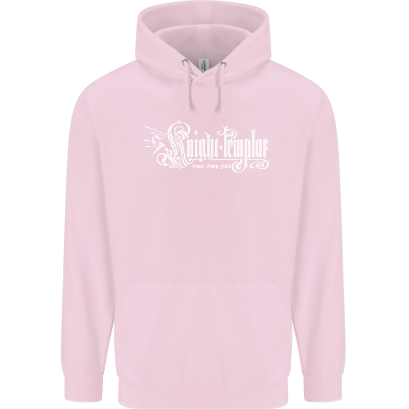 Knights Tempar St Georges Day Crusaders Mens 80% Cotton Hoodie Light Pink
