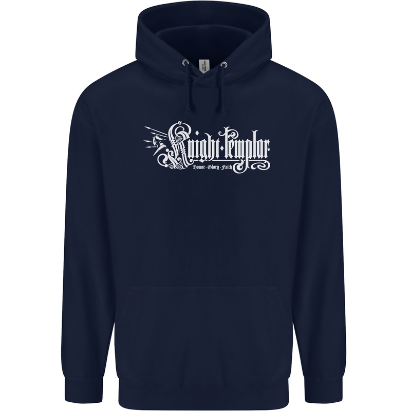 Knights Tempar St Georges Day Crusaders Mens 80% Cotton Hoodie Navy Blue