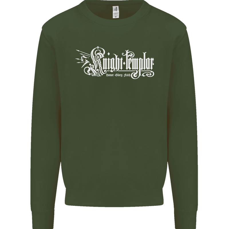 Knights Tempar St Georges Day Crusaders Mens Sweatshirt Jumper Forest Green