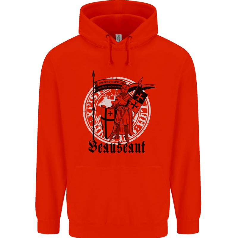 Knights Templar Beauseant St Georges Day Childrens Kids Hoodie Bright Red