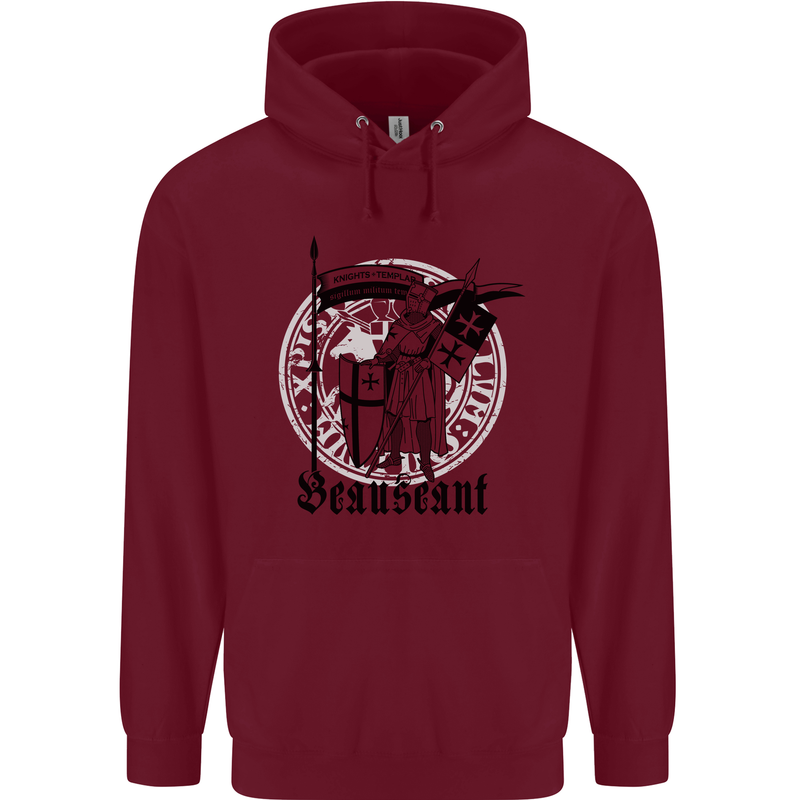 Knights Templar Beauseant St Georges Day Childrens Kids Hoodie Maroon
