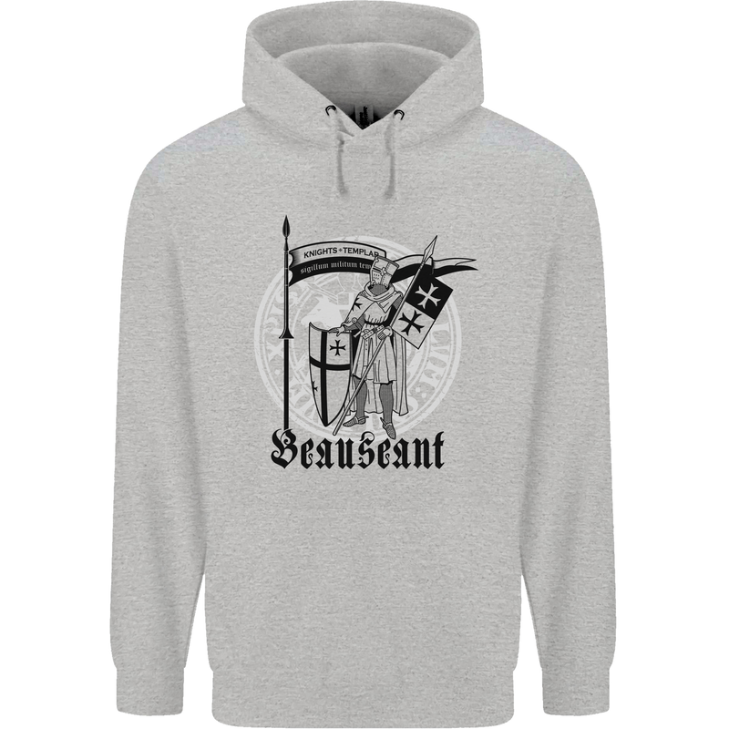 Knights Templar Beauseant St Georges Day Childrens Kids Hoodie Sports Grey