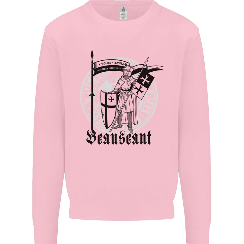 Knights Templar Beauseant St Georges Day Kids Sweatshirt Jumper Light Pink