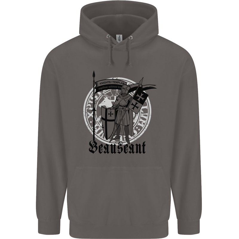 Knights Templar Beauseant St Georges Day Mens 80% Cotton Hoodie Charcoal