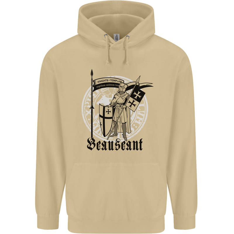 Knights Templar Beauseant St Georges Day Mens 80% Cotton Hoodie Sand