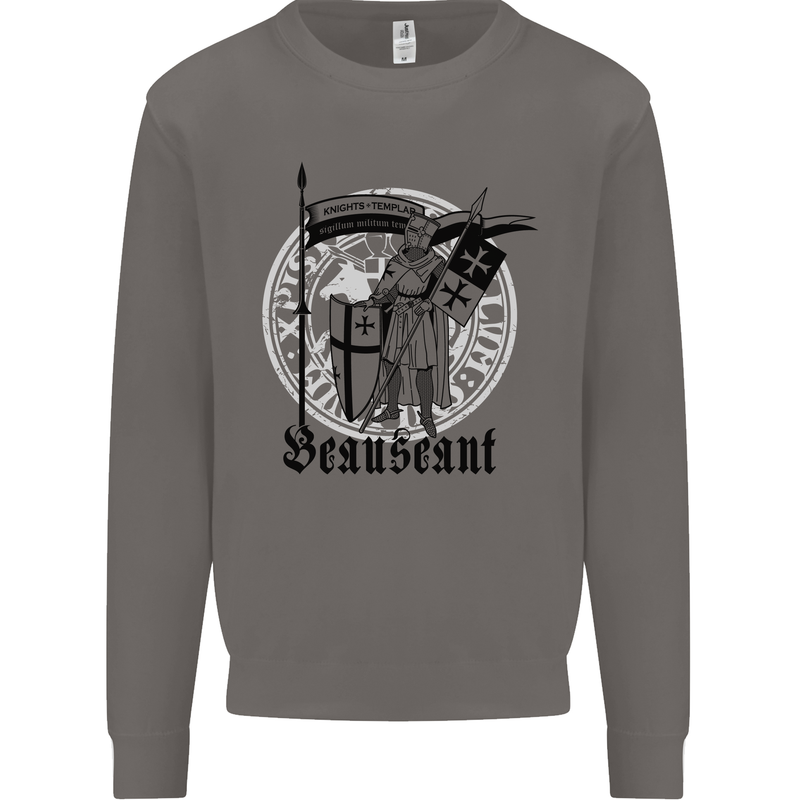 Knights Templar Beauseant St Georges Day Mens Sweatshirt Jumper Charcoal