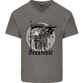 Knights Templar Beauseant St Georges Day Mens V-Neck Cotton T-Shirt Charcoal