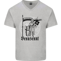 Knights Templar Beauseant St Georges Day Mens V-Neck Cotton T-Shirt Sports Grey