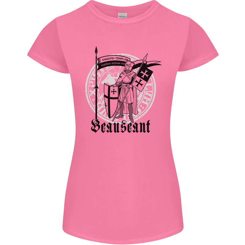 Knights Templar Beauseant St Georges Day Womens Petite Cut T-Shirt Azalea