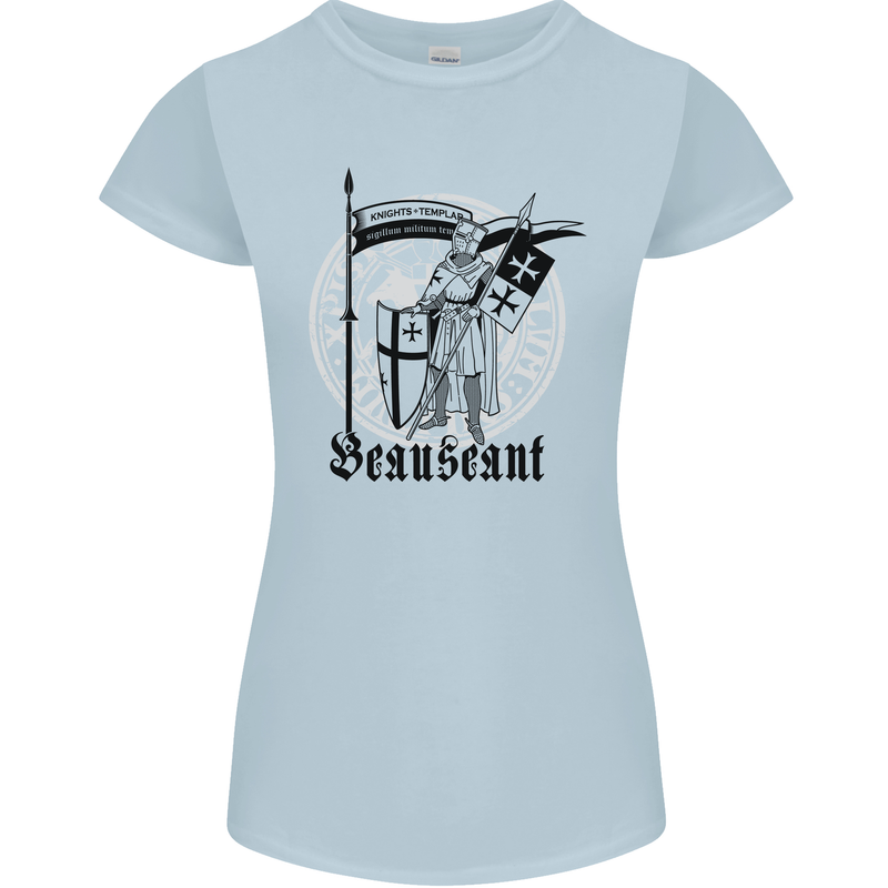 Knights Templar Beauseant St Georges Day Womens Petite Cut T-Shirt Light Blue