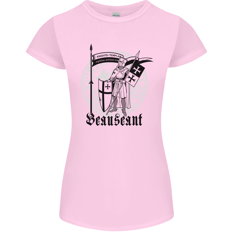 Knights Templar Beauseant St Georges Day Womens Petite Cut T-Shirt Light Pink