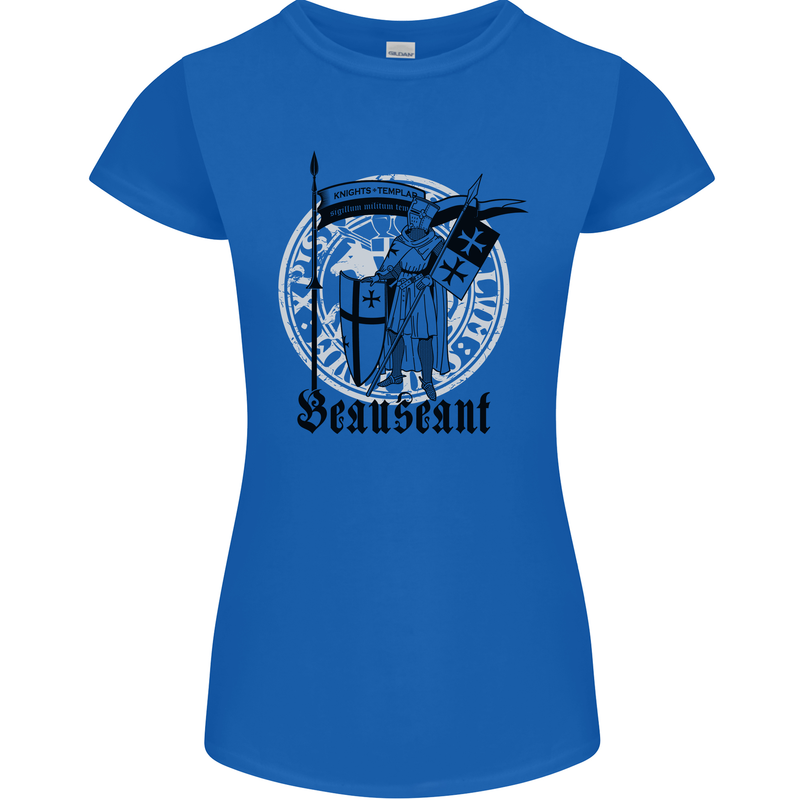 Knights Templar Beauseant St Georges Day Womens Petite Cut T-Shirt Royal Blue