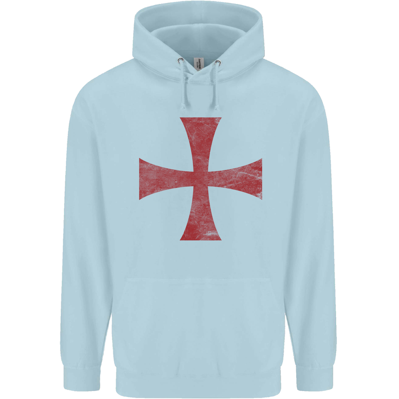 Knights Templar Cross Fancy Dress Outfit Childrens Kids Hoodie Light Blue
