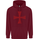 Knights Templar Cross Fancy Dress Outfit Childrens Kids Hoodie Maroon