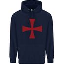 Knights Templar Cross Fancy Dress Outfit Childrens Kids Hoodie Navy Blue