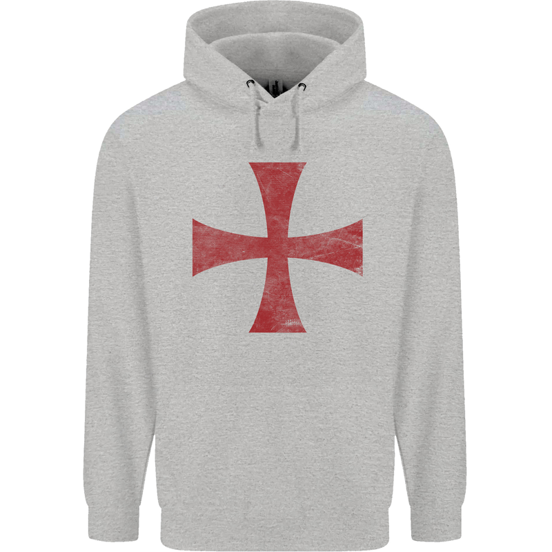 Knights Templar Cross Fancy Dress Outfit Childrens Kids Hoodie Sports Grey