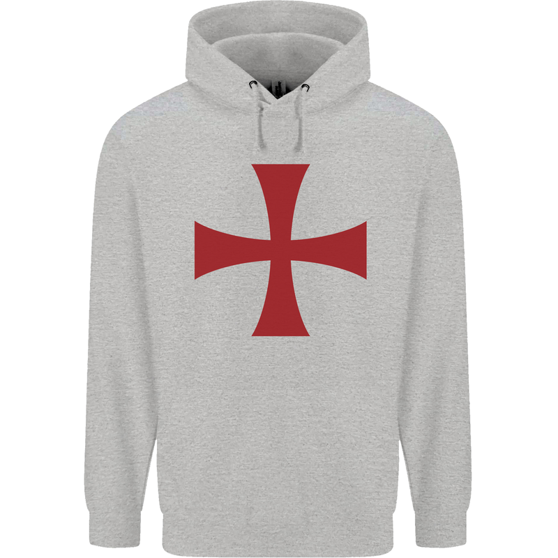 Knights Templar Cross Fancy Dress Outfit Childrens Kids Hoodie Sports Grey