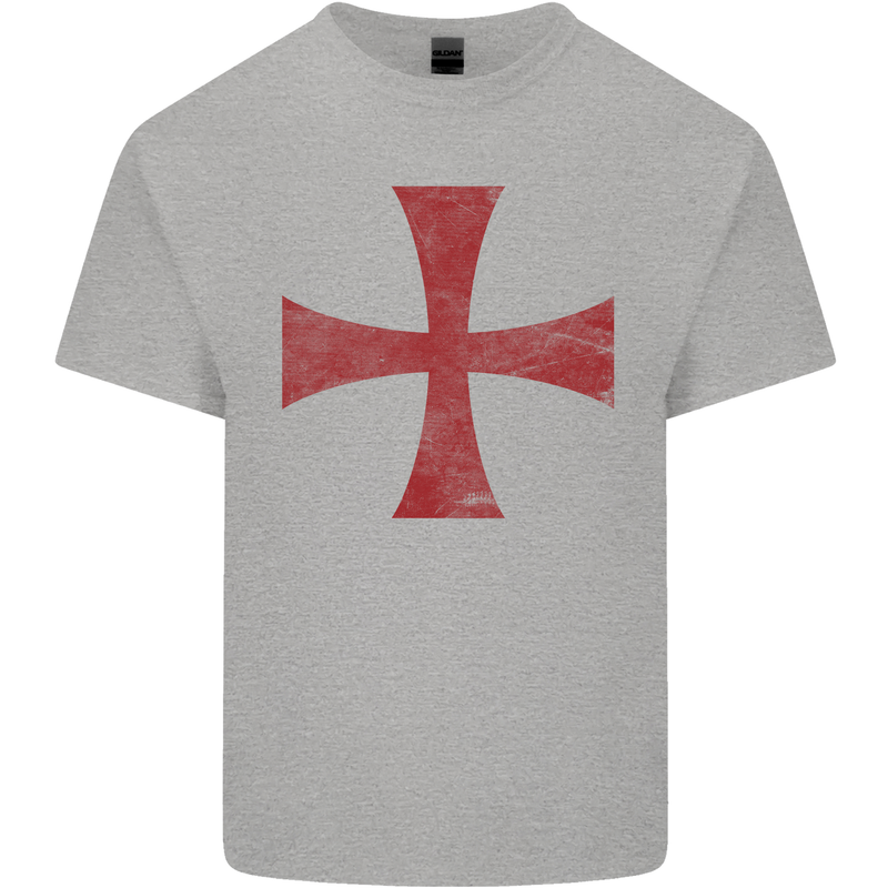 Knights Templar Cross Fancy Dress Outfit Kids T-Shirt Childrens Sports Grey