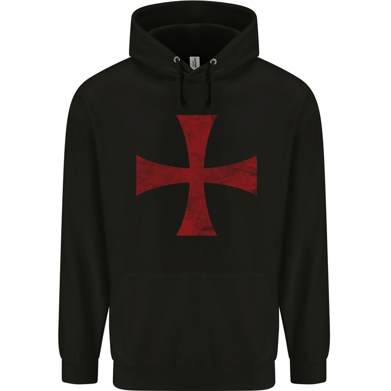 Knights Templar Cross Fancy Dress Outfit Mens 80% Cotton Hoodie Black