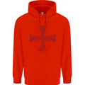 Knights Templar Cross Fancy Dress Outfit Mens 80% Cotton Hoodie Bright Red