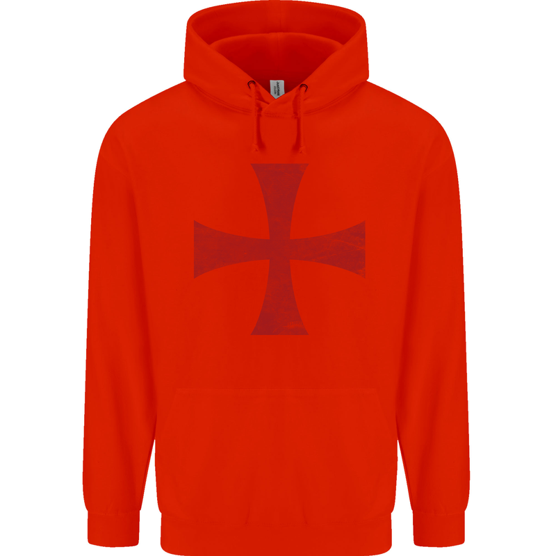 Knights Templar Cross Fancy Dress Outfit Mens 80% Cotton Hoodie Bright Red