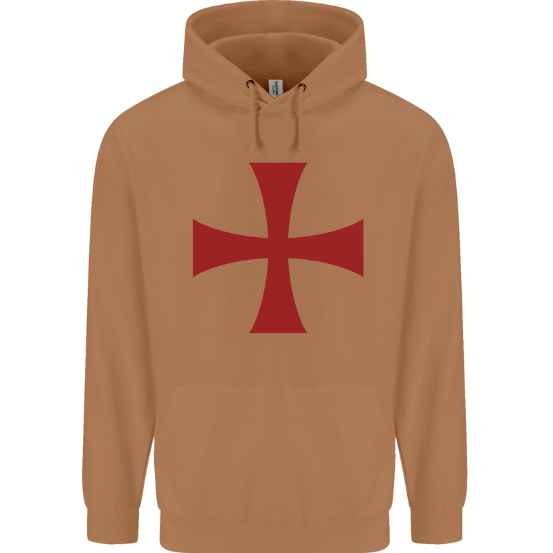 Knights Templar Cross Fancy Dress Outfit Mens 80% Cotton Hoodie Caramel Latte