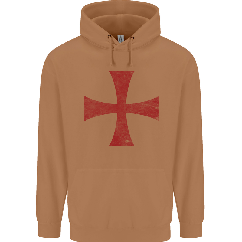 Knights Templar Cross Fancy Dress Outfit Mens 80% Cotton Hoodie Caramel Latte
