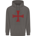 Knights Templar Cross Fancy Dress Outfit Mens 80% Cotton Hoodie Charcoal