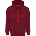 Knights Templar Cross Fancy Dress Outfit Mens 80% Cotton Hoodie Maroon